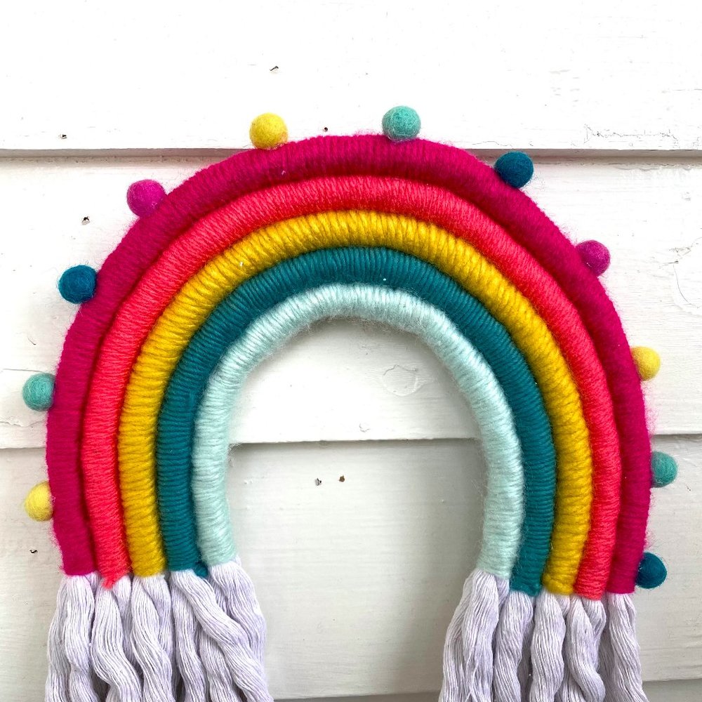 Handmade Rope Yarn Rainbow Boho Wall Hanging - Picture 5 of 6
